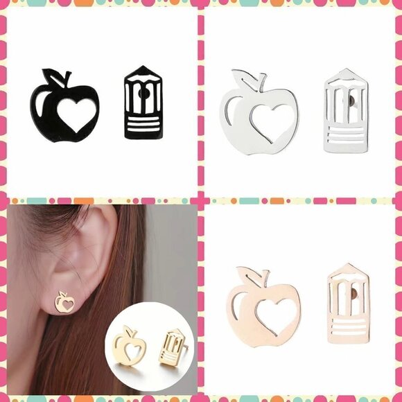 School Teacher Stainless Steel Stud Small Earrings #1123 - Picture 1 of 9